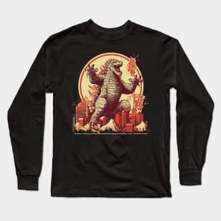 Godzilla Retro Japanese Style Long Sleeve T-Shirt